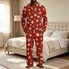 Men's Christmas Pajama Set with Button Down Shirt and Straight Leg Pants, Casual Print Sleepwear Two Piece Outfit, Festive Holiday Loungewear