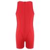 Kids Girls Gymnastics Dance Bodysuit Round Neck Sleeveless Back Invisible Zipper Thigh Length Jumpsuit for Practice Training