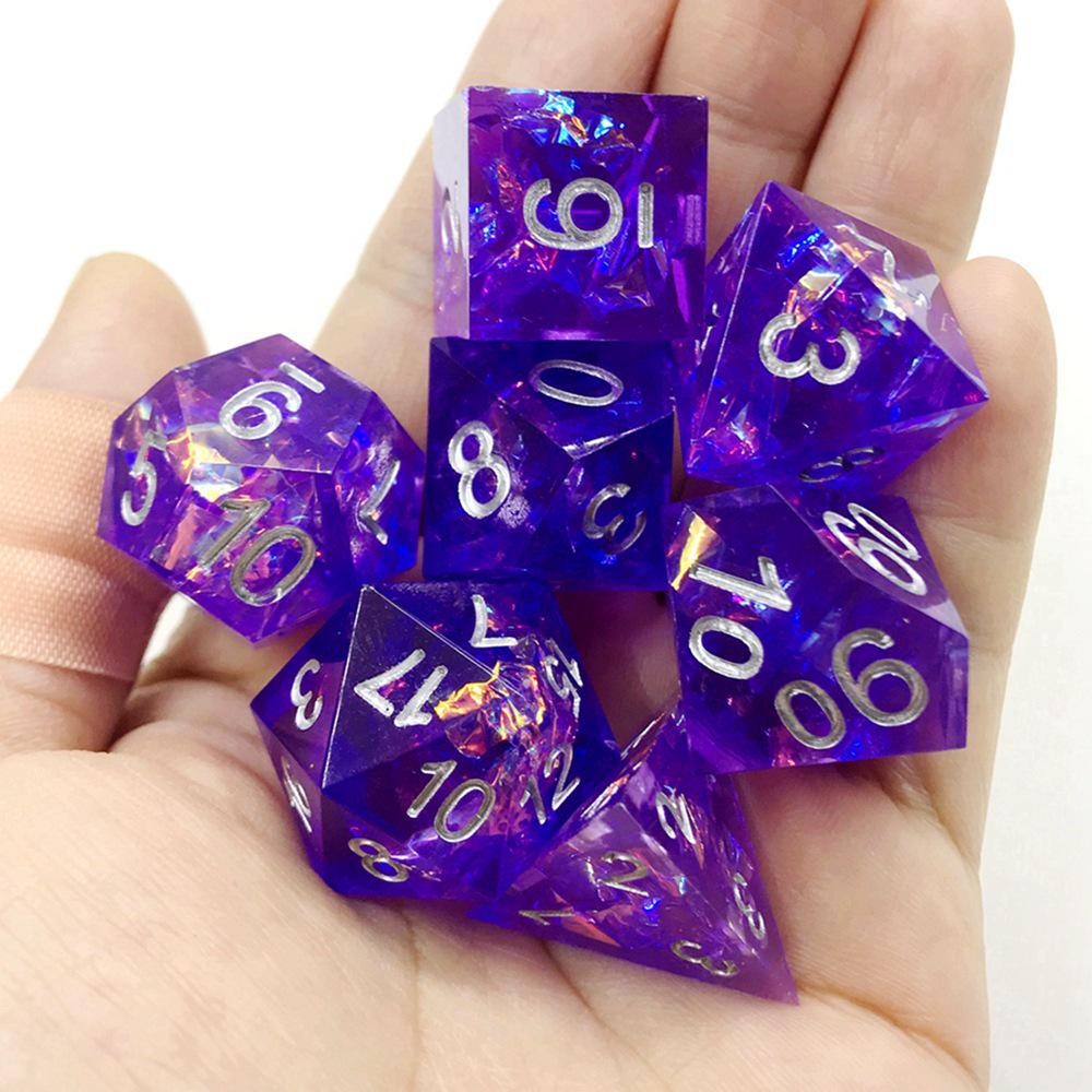 Available Purple Transparent Resin Irregular Multi-faceted Sharp Corner Dice for Precision Gaming