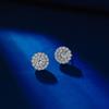 S925 Sterling Silver Round Flower Stud Earrings, Super Sparkling Moissanite Hollow Luxury Women Earrings