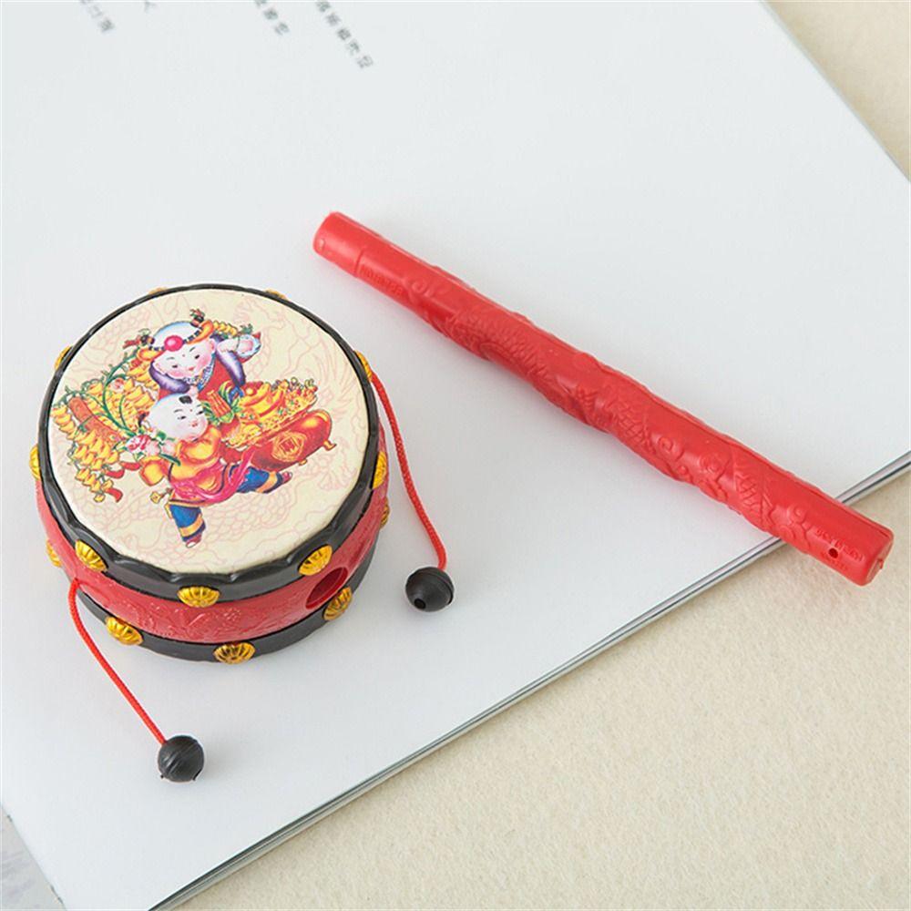 Chinese Spin Rattle Drum Traditional Style Hand Rattle Bell Beginners Monkey Drum  Music Toys