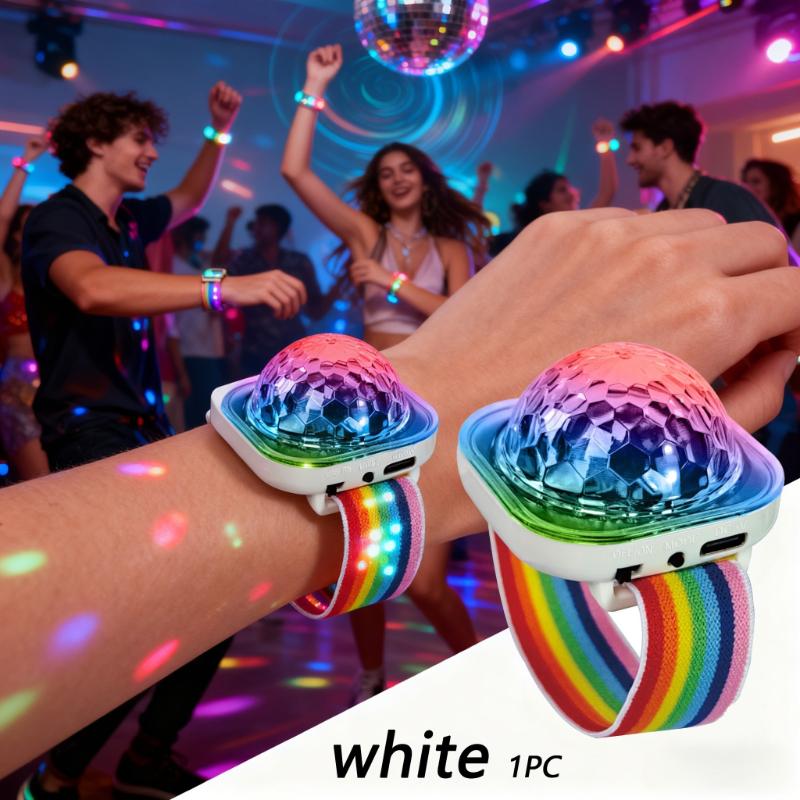 

Piece Mini Disco Ball Flashing LED Bracelet Portable Party Bracelet Light with Suction Cup Vitality Change Party Light Disco Light білий