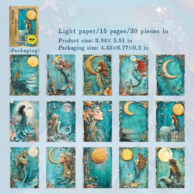 1 шт. Дневник русалки Серия Винтаж Морской персонаж Пейзаж Материал Бумага Креативный DIY Джанк-журнал Коллаж Канцелярские товары