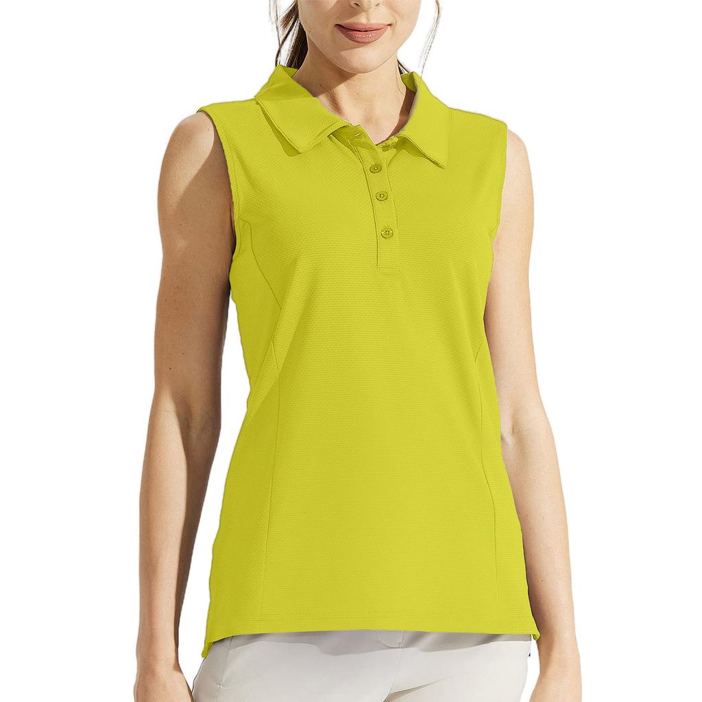Women's Quick-Drying Golf Shirt Sleeveless - XS-XXL Turn-Down Collar Button Tank Top for Tennis Workout Athletic