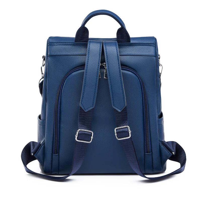 Casual Large Capacity PU Backpacks for Women Internal Compartment Solid Softback Bags Internal Zippered Pocket