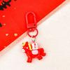 1/7Pcs Cartoon Pony Keychain Cute Red Resin Horse Backpack Pendant Decoration Car Key Ring Accessories Year Of The Horse Gift