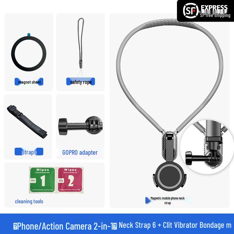 Magnetic Phone Neck Holder for Live Streaming: Shockproof, Anti-shake, Chest Mount for Cycling, First-Person View Shooting