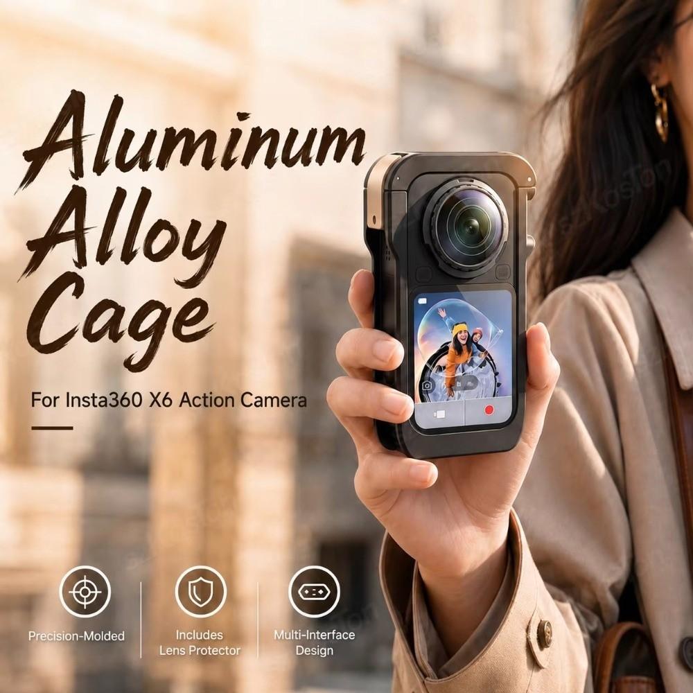 Aluminum Alloy Metal Frame Cage Housing Case for Insta360 X6 Action Camera Accessories