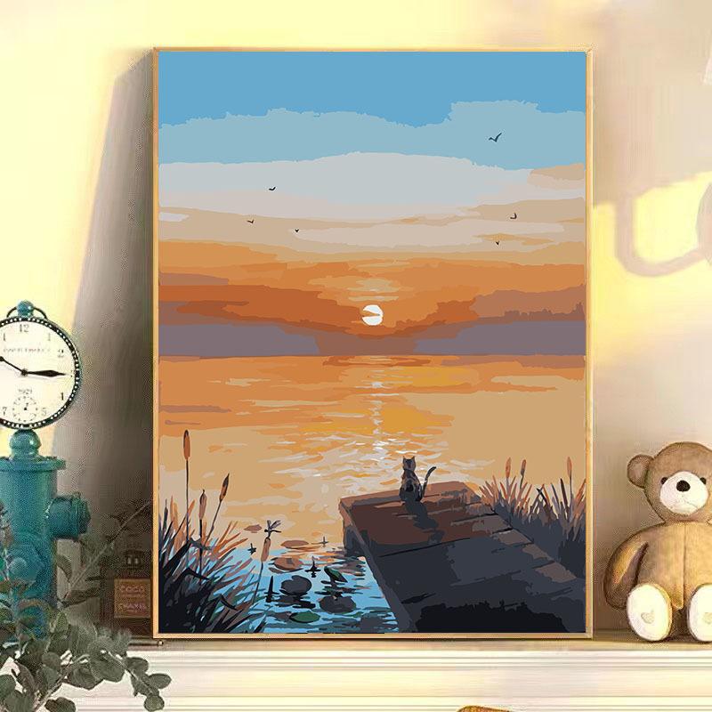 Diy Digital Oil Painting Flower Landscape Filling Coloring Oil Painting Stall Toy Painting