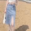 Gonna lunga in denim estivo da donna di nuova moda, gonna lunga casual a vita alta, vestibilità slim, gonna stile street club