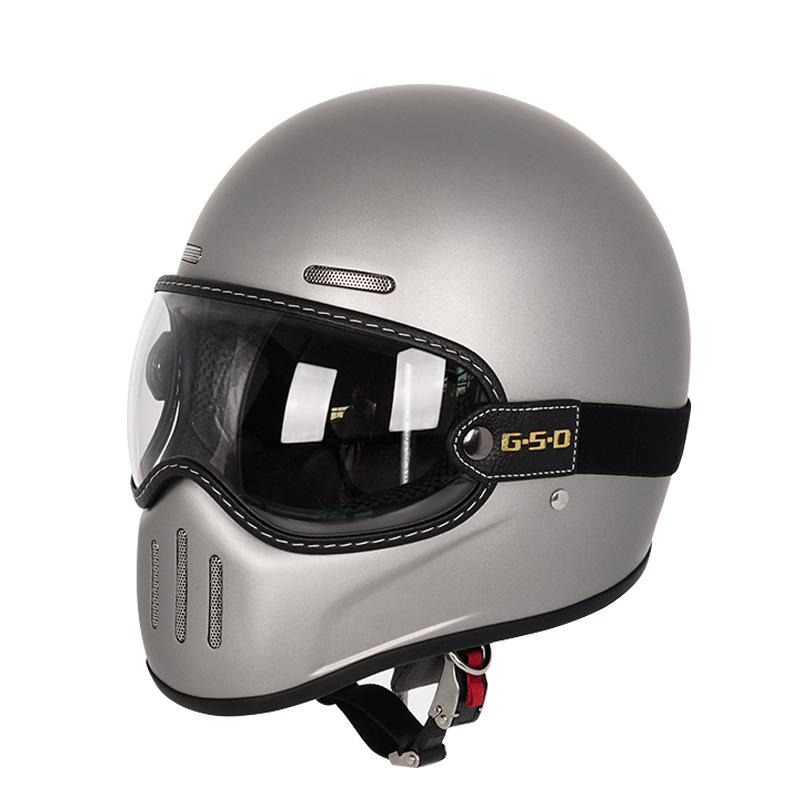 Fiberglass Retro Full Face Motorcycle Helmet for All Seasons - Unisex Winter Safety 3C Certified
