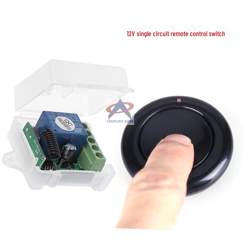 DC 12V Remote Switch with Adhesive Round Control & Self-Reset Receiver