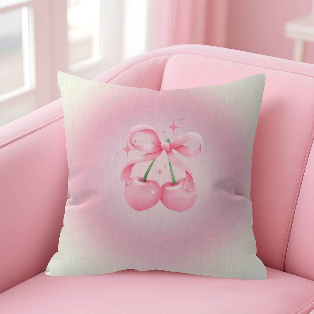 Pink Bow Cherry   Pillow Cover Design cushion Cover decor Holiday Decorati
