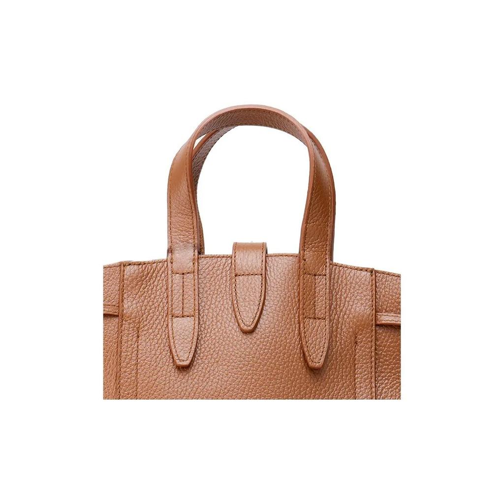 Furla Net Series 17 Classic Twist Buckle Solid Color Calfskin Tote Bag Shopping Tote Basket Shoulder Crossbody Handbag Mini Women's Brown