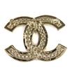 Excellent CHANEL Brooch COCO Mark Rhinestone Gold Women B23K Used