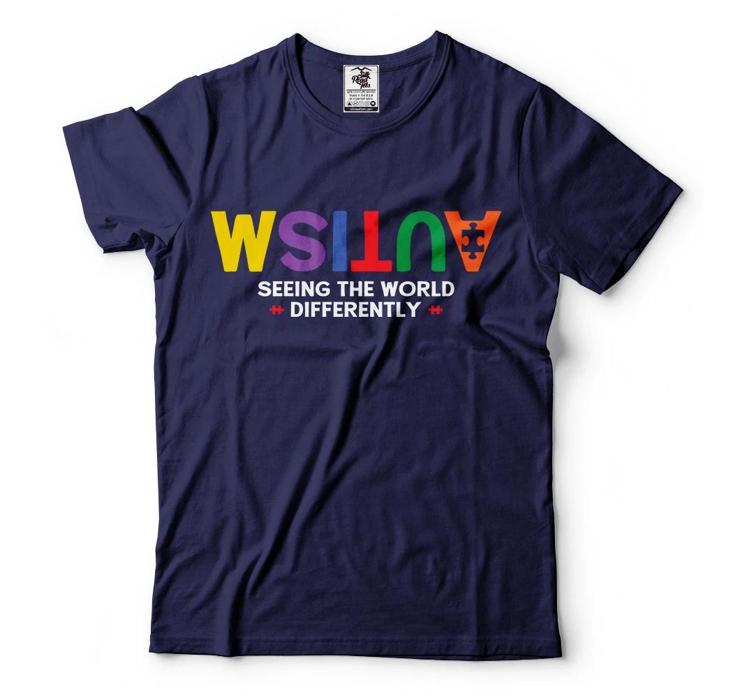 Autism Seeing the World Differently Autistic Awareness consciousness day T-shirt 3XL