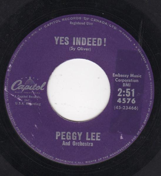 

7inch Record PEGGY LEE - Yes Indeed! 4576 Capitol Records 1961 Canada Pop Used