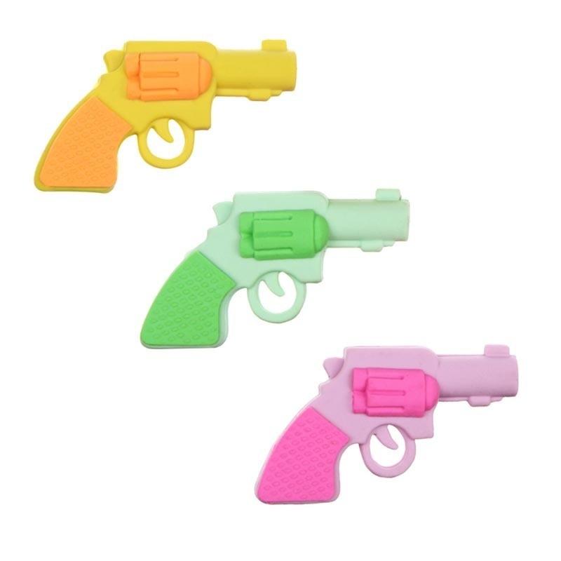 Gomma da Matita 2pz Design Pistola Gomma Cancelleria Liscia Elegante Colore Casuale