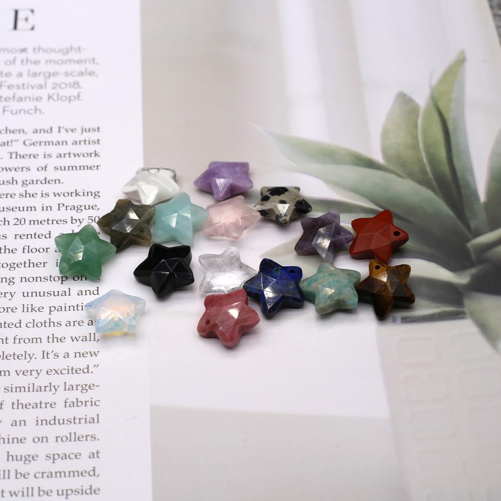 1 Stück, Boho-Reiki-Heilkristall-Anhänger, Pentagramm-Naturstein, Amethyst-Edelstein-Anhänger zur Schmuckherstellung, Zubehör, DIY-Weihnachtsgeschenke, 15 x 15 mm