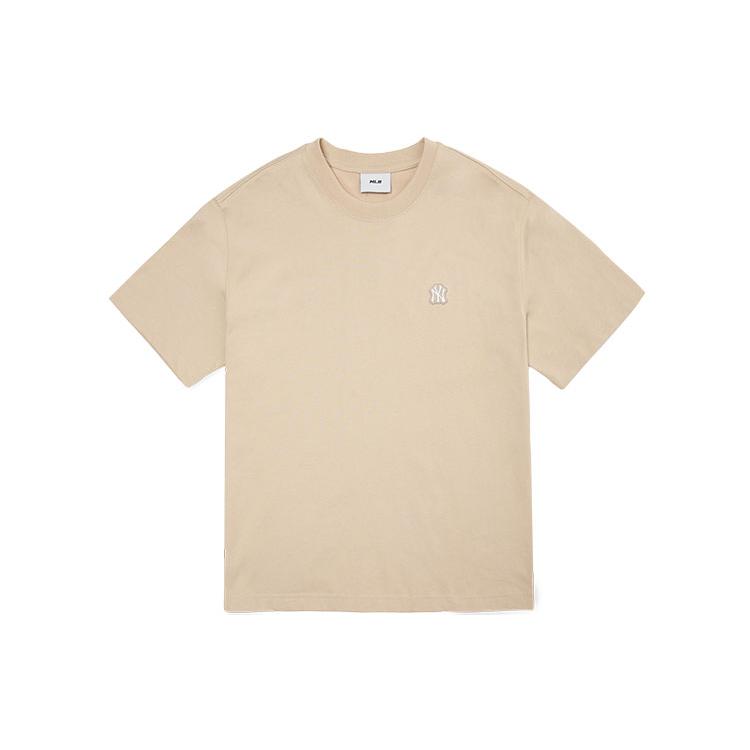 MLB Base Logo T Shirts Unisex Beige Crew Neck Moderate Straight Fit 3ATS01023-50BGS M