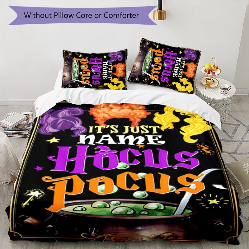 3pcs Hocus Pocus Cover Set - Personalized Name, HD Printed Bedding with 1 Cover and 2 Pillowcases - Perfect for Home Decor, Easy Care