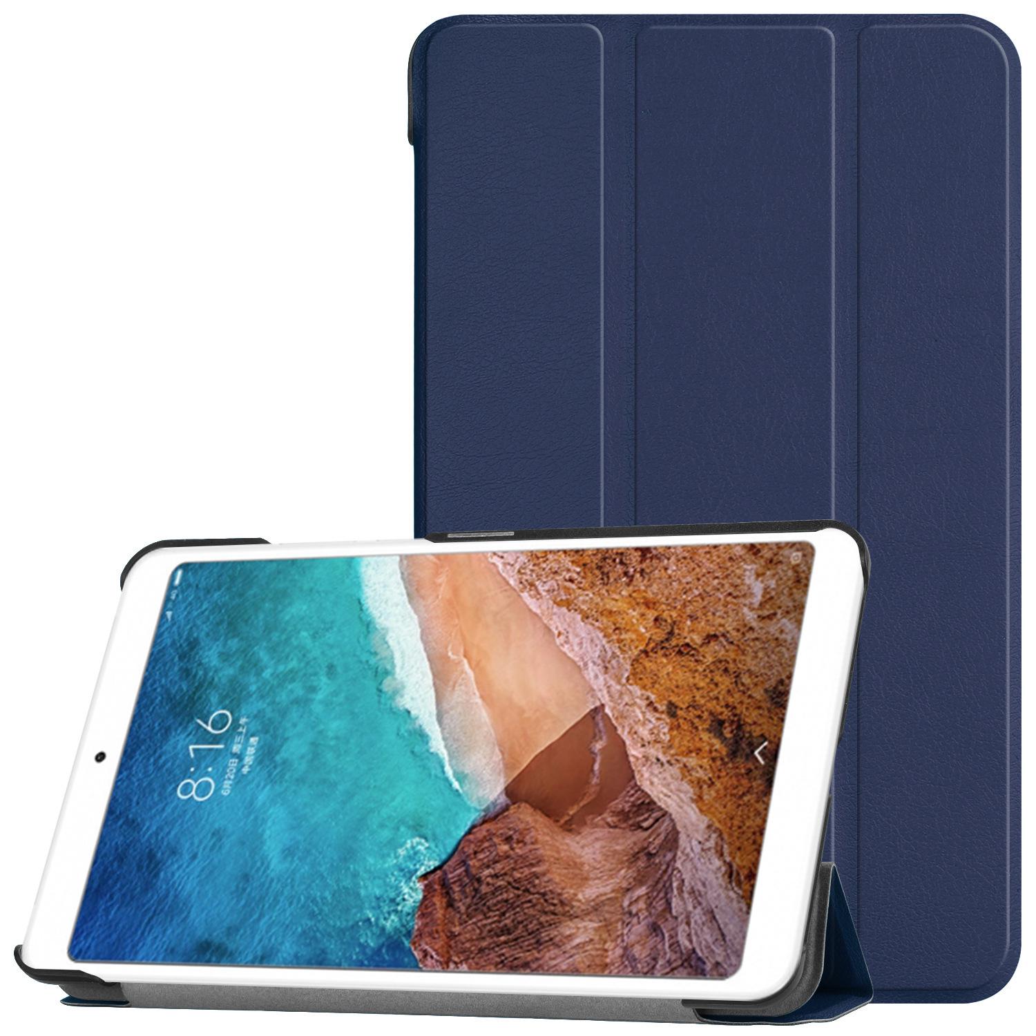 

Трехскладной кожаный чехол-книжка для планшета Xiaomi Pad 4 8 с полной защитой 8-inch Xiaomi Mi Pad 4 синий