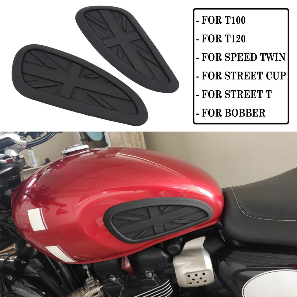 Universal Retro Motorcycle Anti slip Tank Pad Side Gas Knee Grip Traction Pads Protector Sticker For Harley Honda Yamaha T120