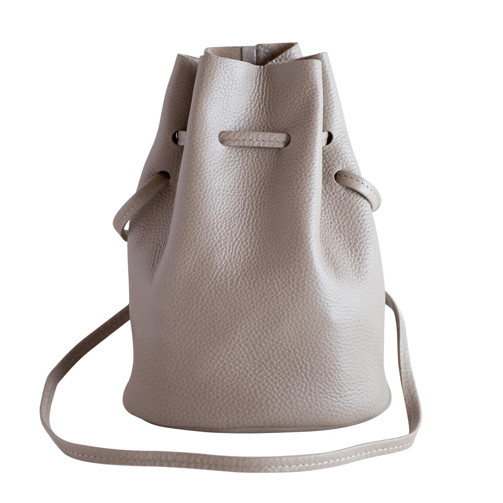 

2WAY shoulder drawstring crossbody for genuine Himeji [artigianoworks] bag, handbag, bag, bag, women, stylish, lightweight, leather, leather, beige,