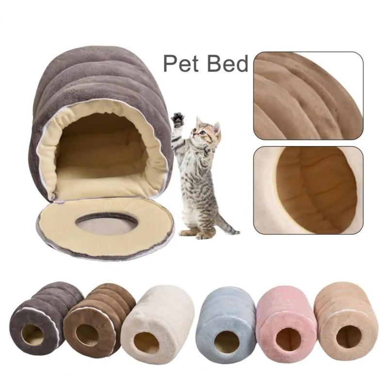 Pet Nest Cocoon Shape Closed Cat Nest Small Dog Bed Plush Soft Puppy Cats Cave Winter Warm Sleeping Bed Removable Cover Supplies