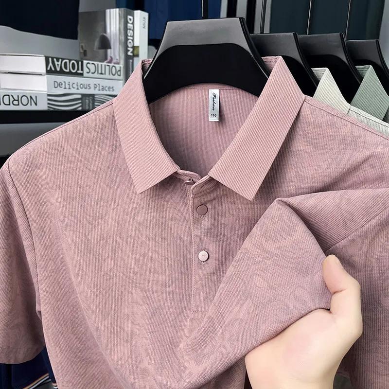 Summer Men's Business Casual Short Sleeved Shirt Solid Color Polo Shirt Breathable Comfortable Versatile Top