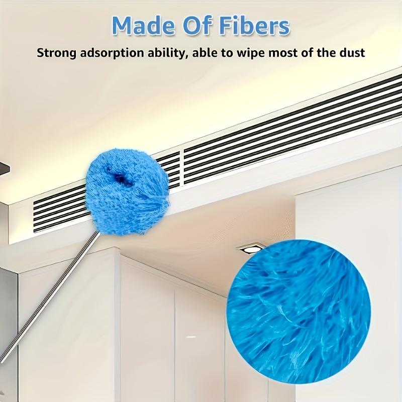 Ceiling Fan Dust Collector with Retractable & Lockable Brush Heads - Detachable Feather Duster Attachment, Machine-Washable - Suitable for Ceiling