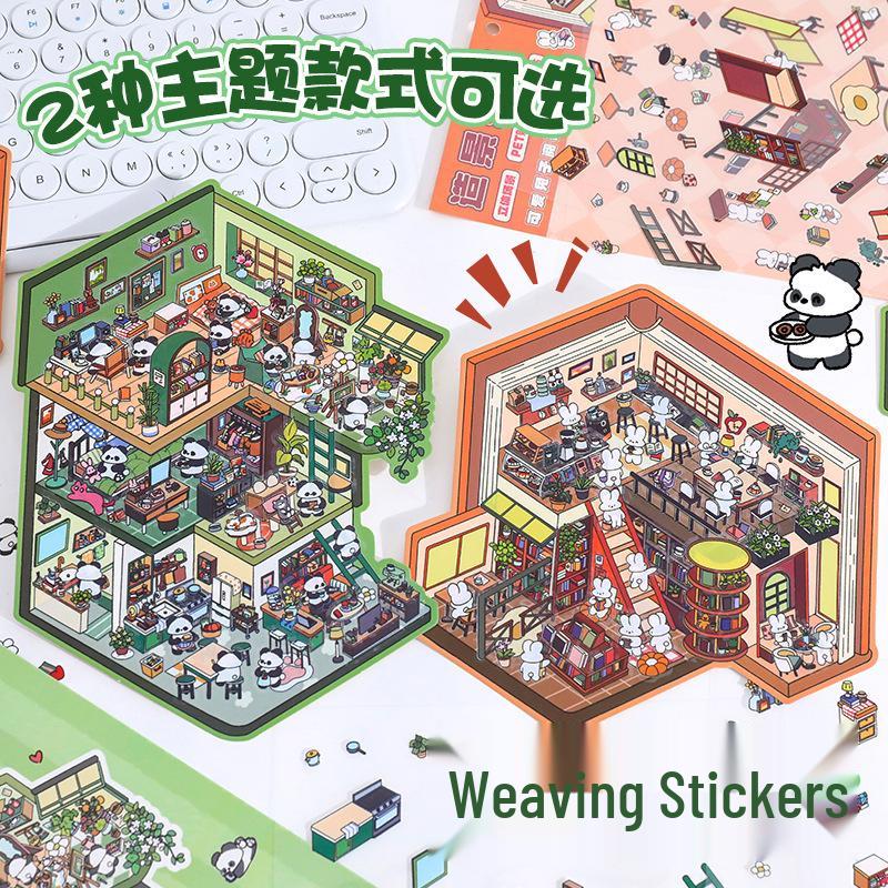 3D Kabin Peyzaj Çıkartmaları: Büyük Kendin Yap Kore Minyatür Sahnesi, Sevimli Saklama Dekorasyonu.