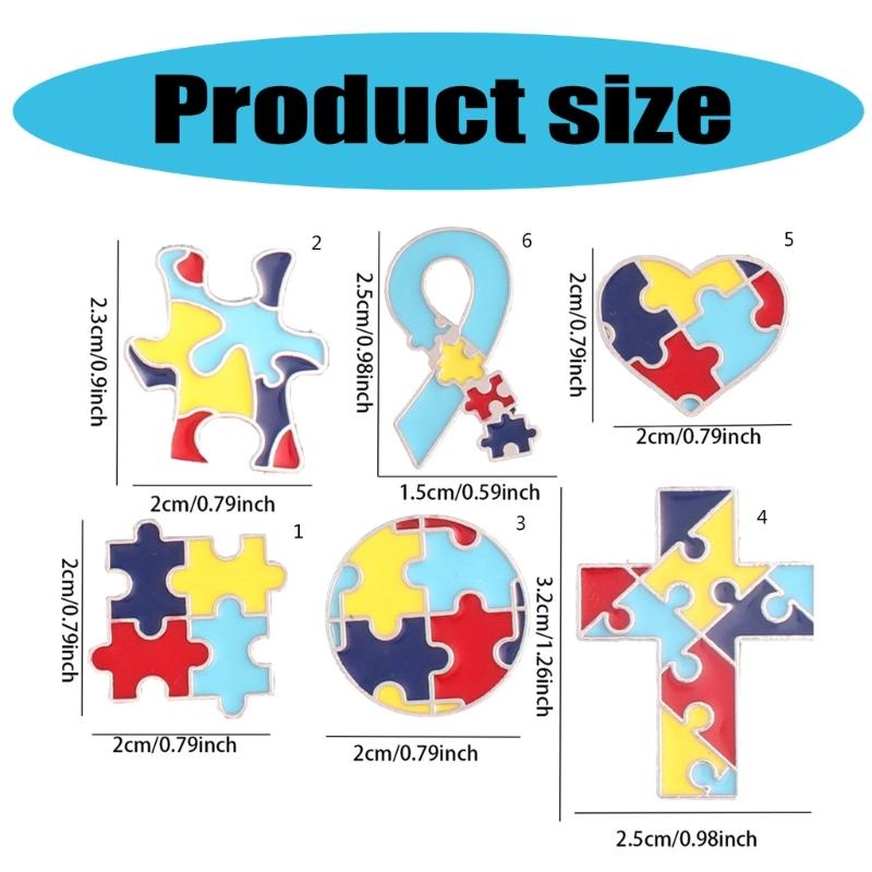 Broches de Esmalte Quebra-Cabeça Autismo Broches de Broche Autismo Broche de Lapela de Esmalte Quebra-Cabeça Arco-Íris Broche de Metal para Mochilas Bolsa