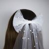 Wedding Party Bride Veil with Beadwork DoubleLayer Bows Bridal Veil Elegant Short Veil Bride Bridemaid Hair Accessories