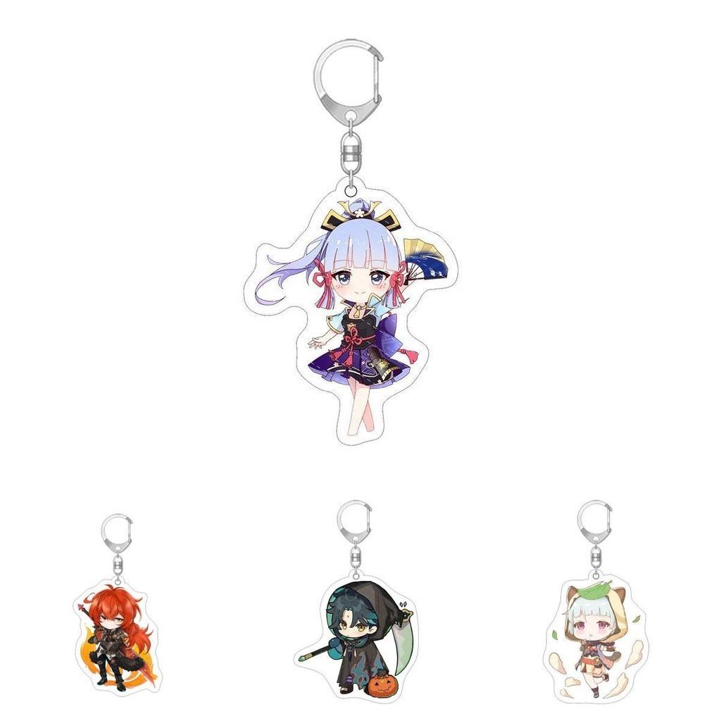 Cute Genshin Impact Key Chain Anime Cartoon Kawaii Keyring Pendant Acrylic Gift