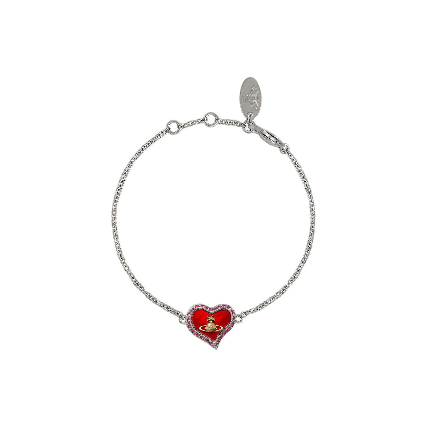 Vivienne Westwood Petra Irregular Heart Saturn Logo Bracelet Unisex Bracelet Brass Silver 8050889743996 Box