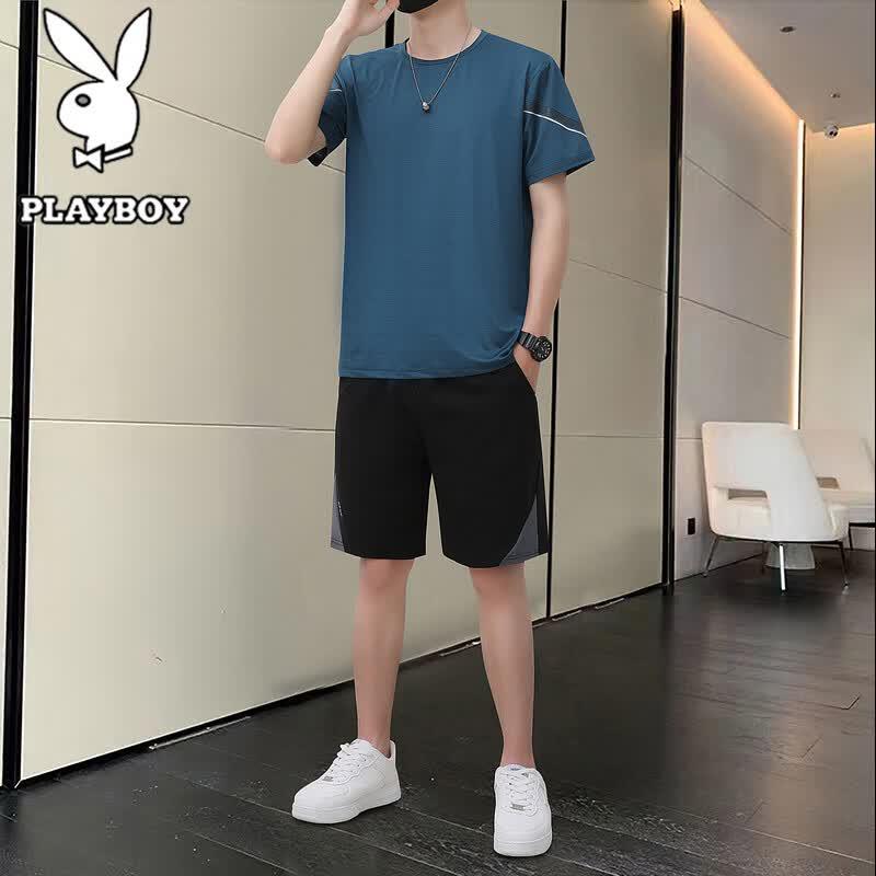 PLAYBOY Men s Summer Ice-Feel Sports Two-Piece Set 2XL