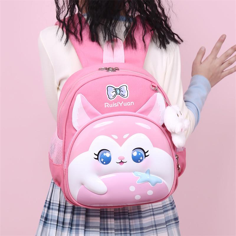Kindergarten Baby Schoolbag Cartoon Cute Bunny Boys And Girls Backpack Cute Kitten Pendant Children'S Backpack