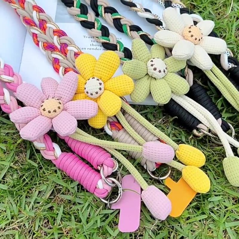 Twist Woven Sunflower Lanyard Long Crossbody Lanyard With A Variety Of Matching Ways Mobile Phone Outdoor Audio Key