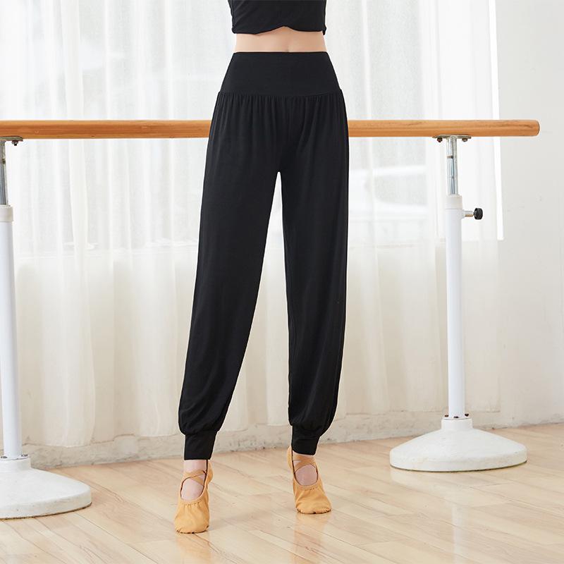 

Женские черные модальные танцевальные брюки, свободный стиль гарем, моделирующие фигуру, идеально подходят для занятий в художественной школе и современной хореографией, 220 г. S