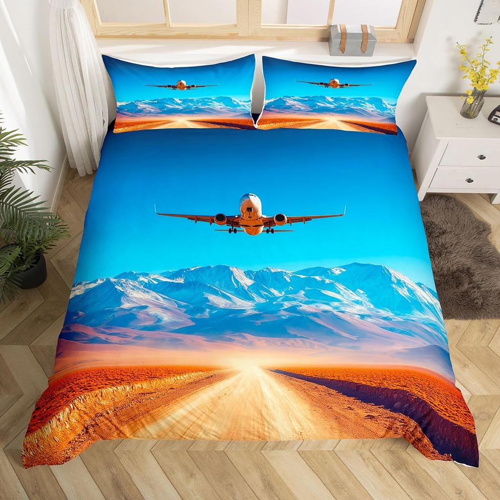 Feelyou Cartoon Car Kids Bedding Set Construction Bedding Duvet Cover Set Boys Decor Equipment Trucks Comforter Cover Set Excavator Tractor