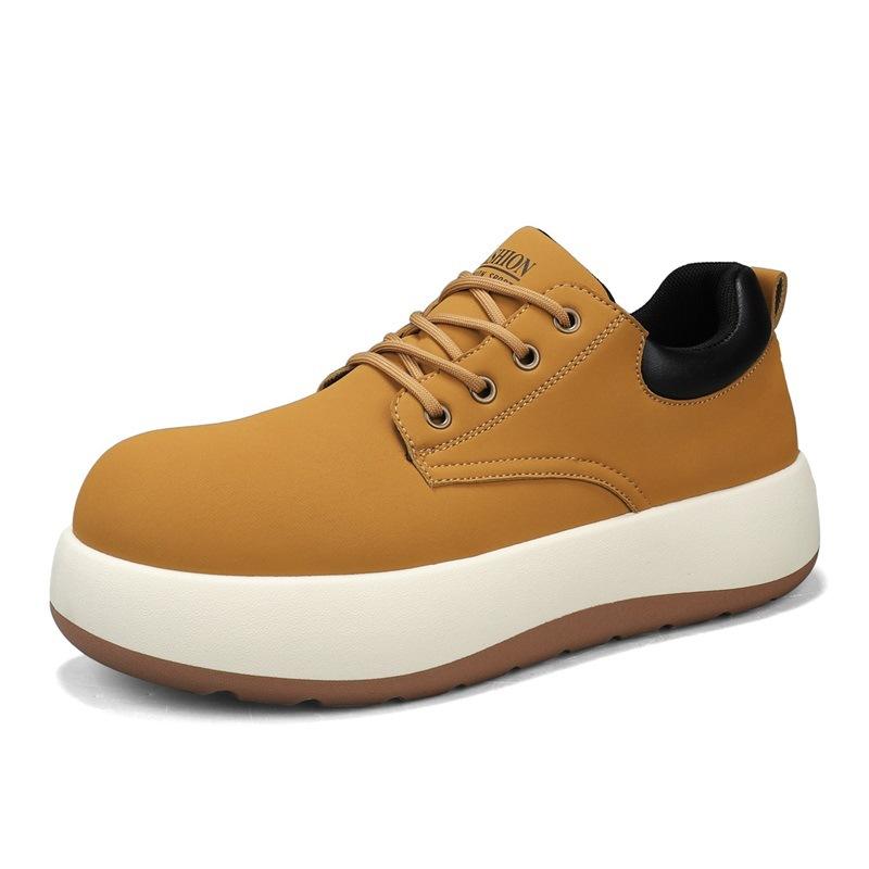 

Trendy brand ugly cute derby shoes autumn British style tooling big head leather shoes platform height increase sports outdoor casual men s shoes 44 хаки