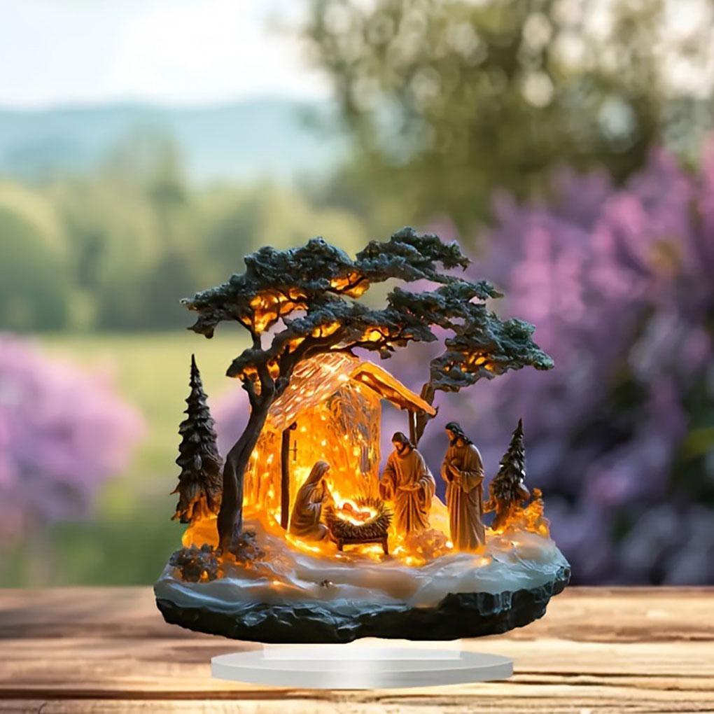 Vánoční Betlém Soška Dekorace Odolný Akrylový Držák s Jasnými Barvami Ozdoba Ježíše