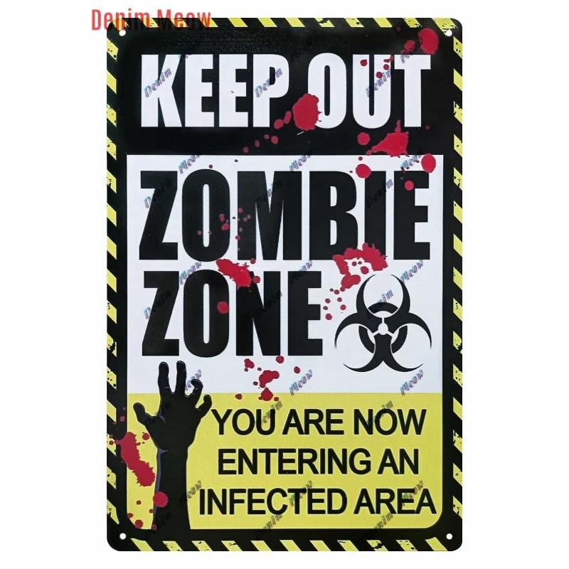 Vintage Witch Halloween Wall Art Poster, No Trespassing Metal Sign, Warning Tin Plates for Gift, Bar Party, Room Decoration WY68