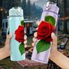 1PC Single Vivid Red Rose Bloom Print 750ml Color Plastic Sports Water Bottle Leakproof Flip Straw Lid Suitable for Sports Office Home Use