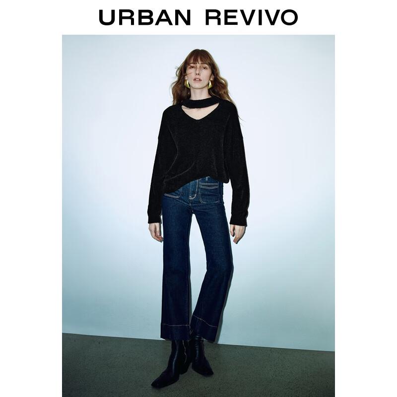 

Женский шикарный трикотажный топ с V-образным вырезом и длинными рукавами S