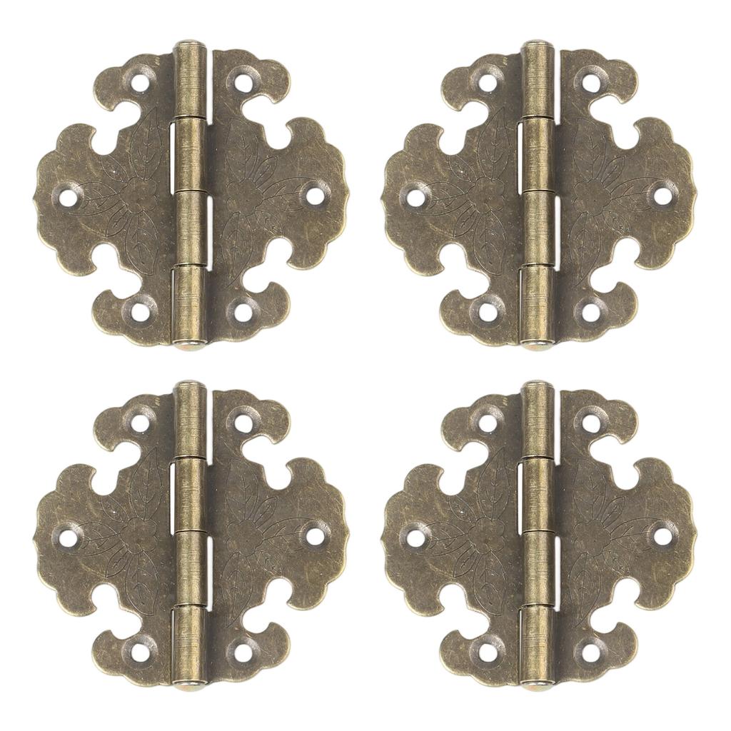 4 pcs Antique Decorative Hinges for Wooden Door Cabinets Rustic Design