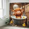 Funny Highland Cow Waterproof Shower Curtain - Rustic Bathroom Design, Anti-Mold,Easy To Clean,Durable Fabric for Bathroom Decor