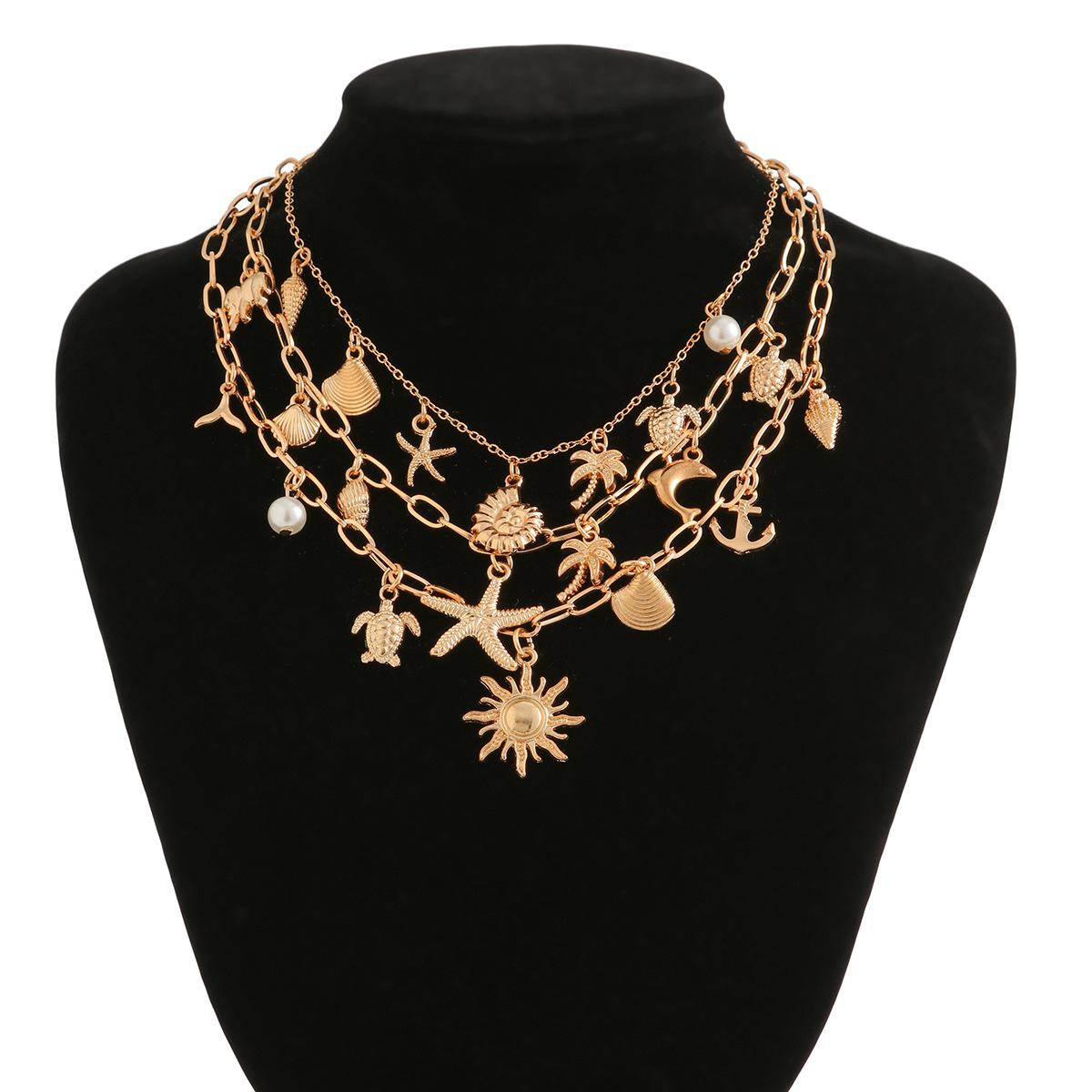 

Персонализированное ожерелье-бант из искусственного жемчуга, многослойное, пляжное, из сплава, ожерелье с подвеской