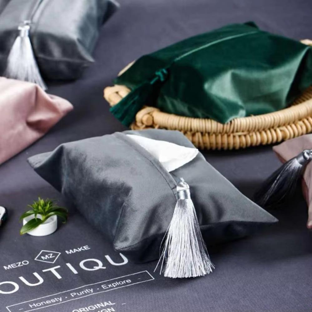 Taschentuchbox Set Samt Papier Schublade Auto Wohnen Essen Aufbewahrungstasche Quaste Orientalisch Östlicher Stil MitOhne Worte Taschentuchhülle